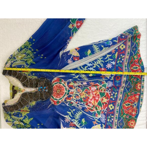 Mushka by Sienna Rose Top Women M Hippie Boho Beaded Lace Artsy Tunic Semi Sheer - Picture 8 of 10